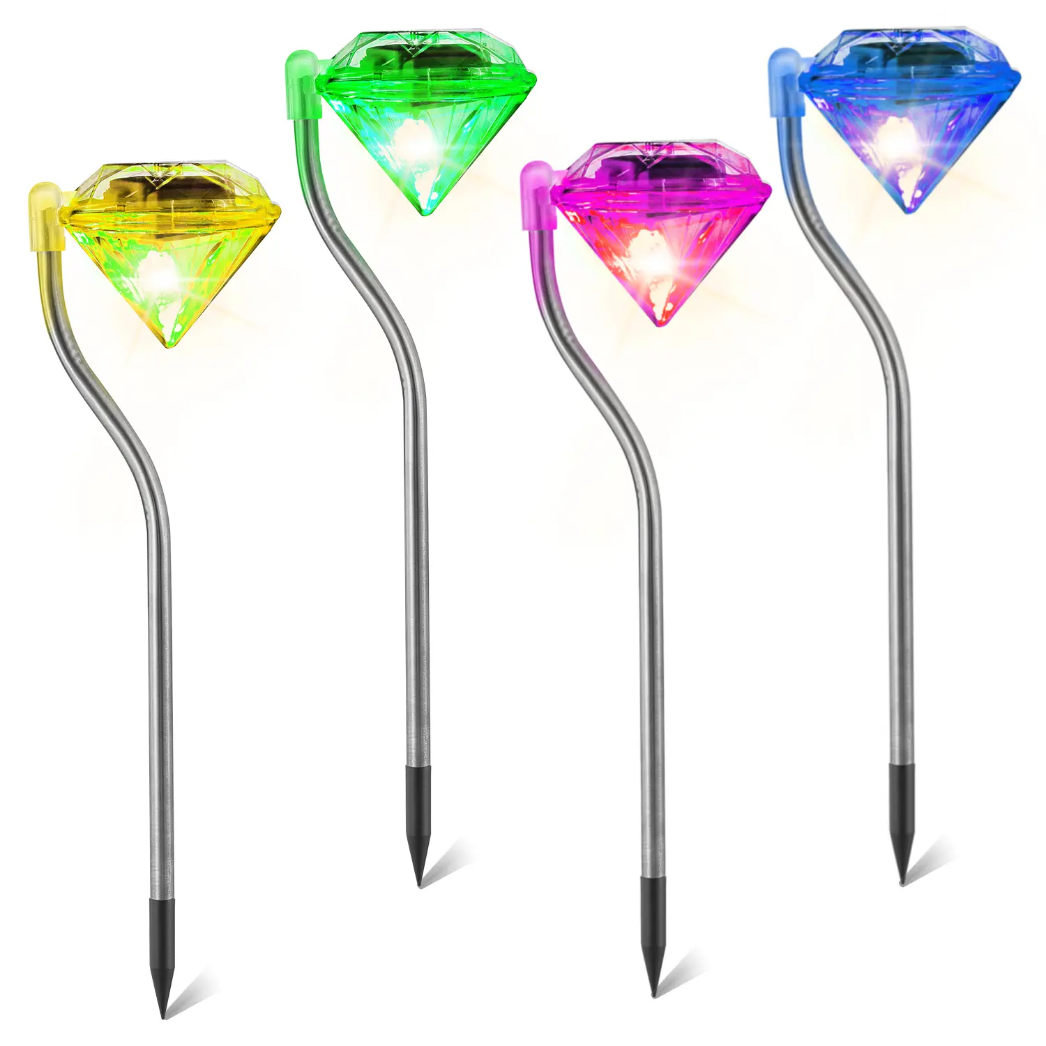 Solar Garden Stake Light Outdoor Diamond LED