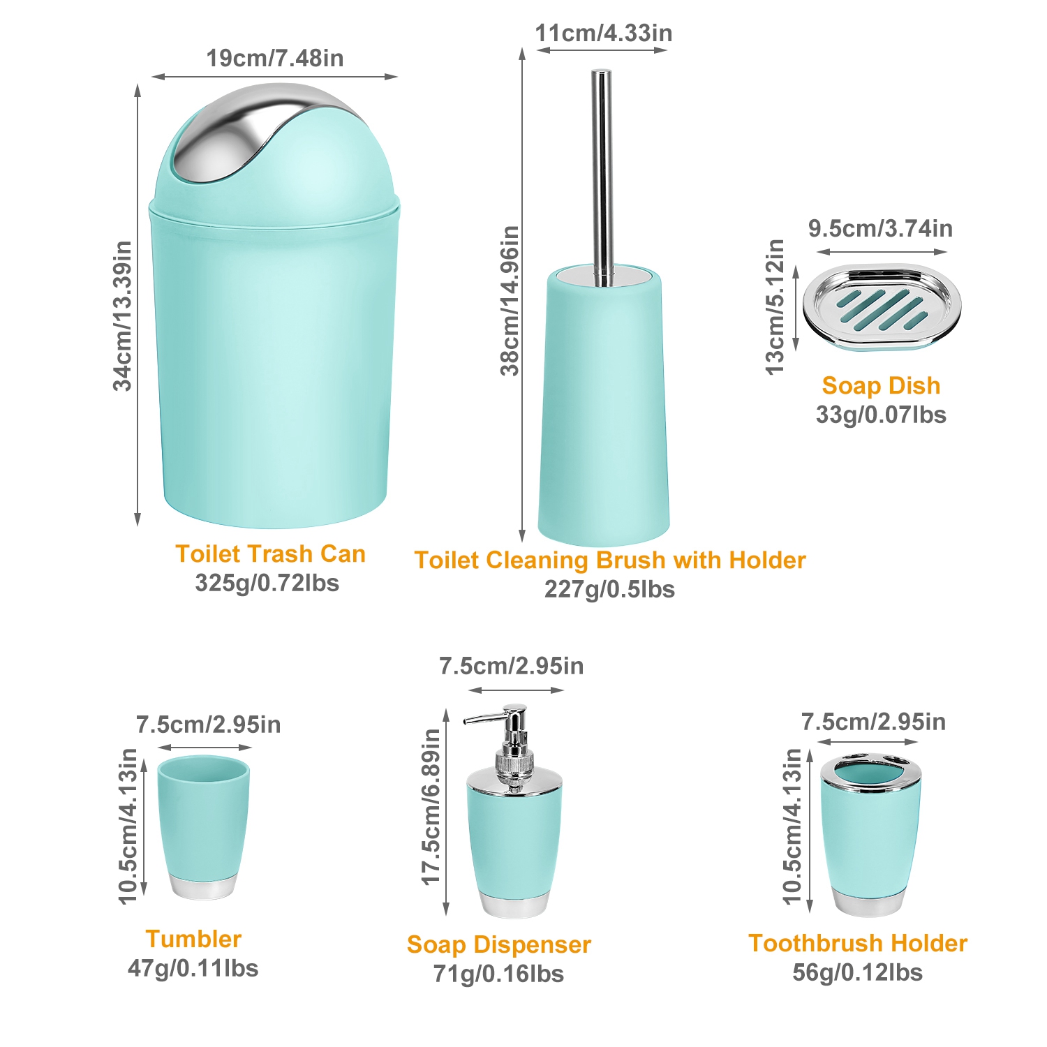 6 Piece Bathroom Accessory Set Soap Dispenser And Toothbrush Holder_voghion.com