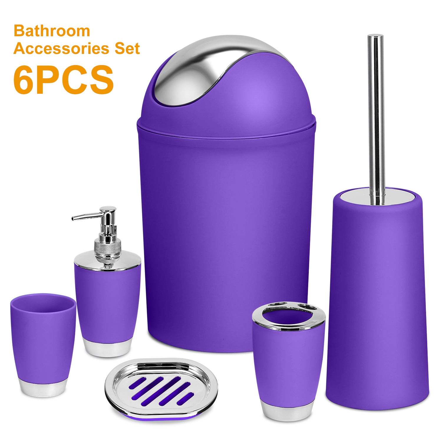 6 Piece Bathroom Accessory Set Soap Dispenser And Toothbrush Holder_voghion.com