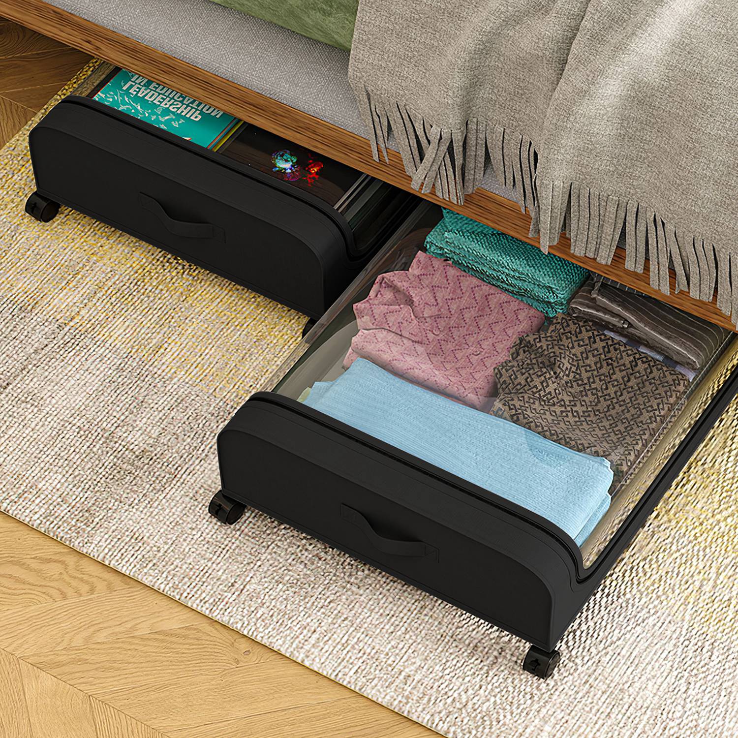 Under Bed Storage Containers With Lids Wheels And Handles Set_voghion.com