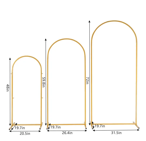 Golden Three Piece Wedding Arch Set