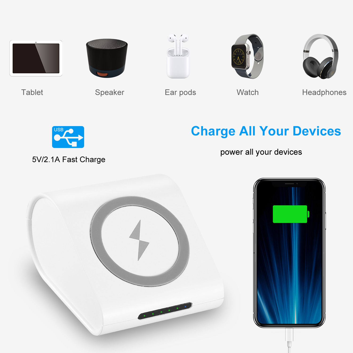 1Pc 10400mAh Qi Wireless Charging Power Bank  For IOS Phone XS MAX XR Galaxy S10 S9 Note 9 — foto 2