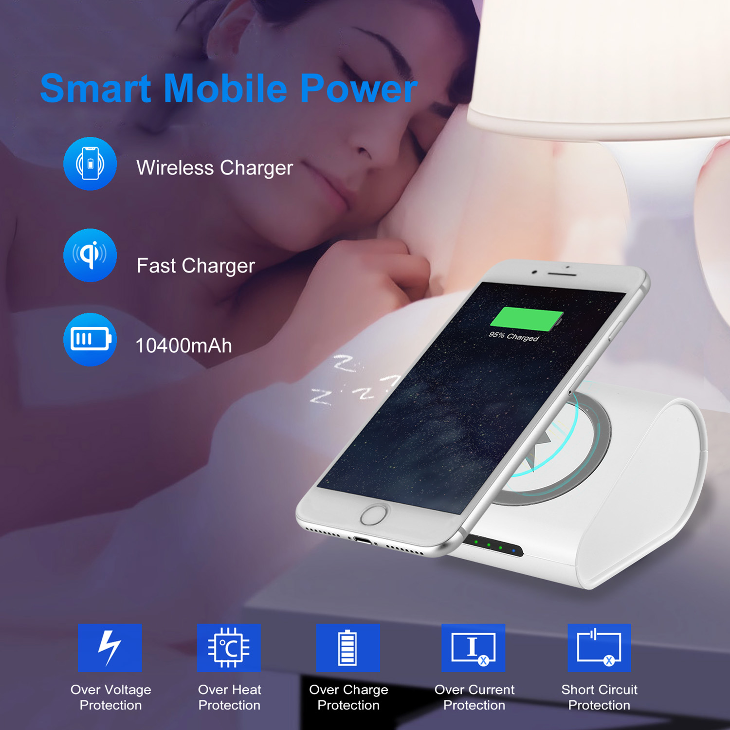 1Pc 10400mAh Qi Wireless Charging Power Bank  For IOS Phone XS MAX XR Galaxy S10 S9 Note 9 — foto 7