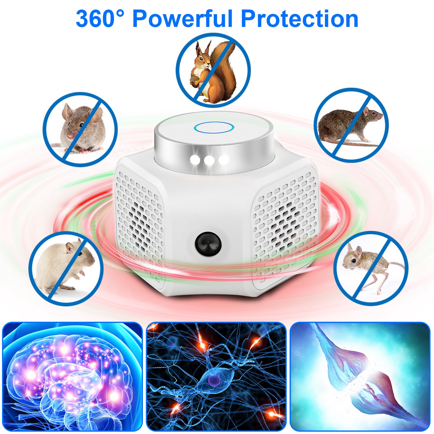 1Pc 360 Degree Ultrasonic Rodent ChaserIndoor With Ultrasonic Sound For Spring — view 6