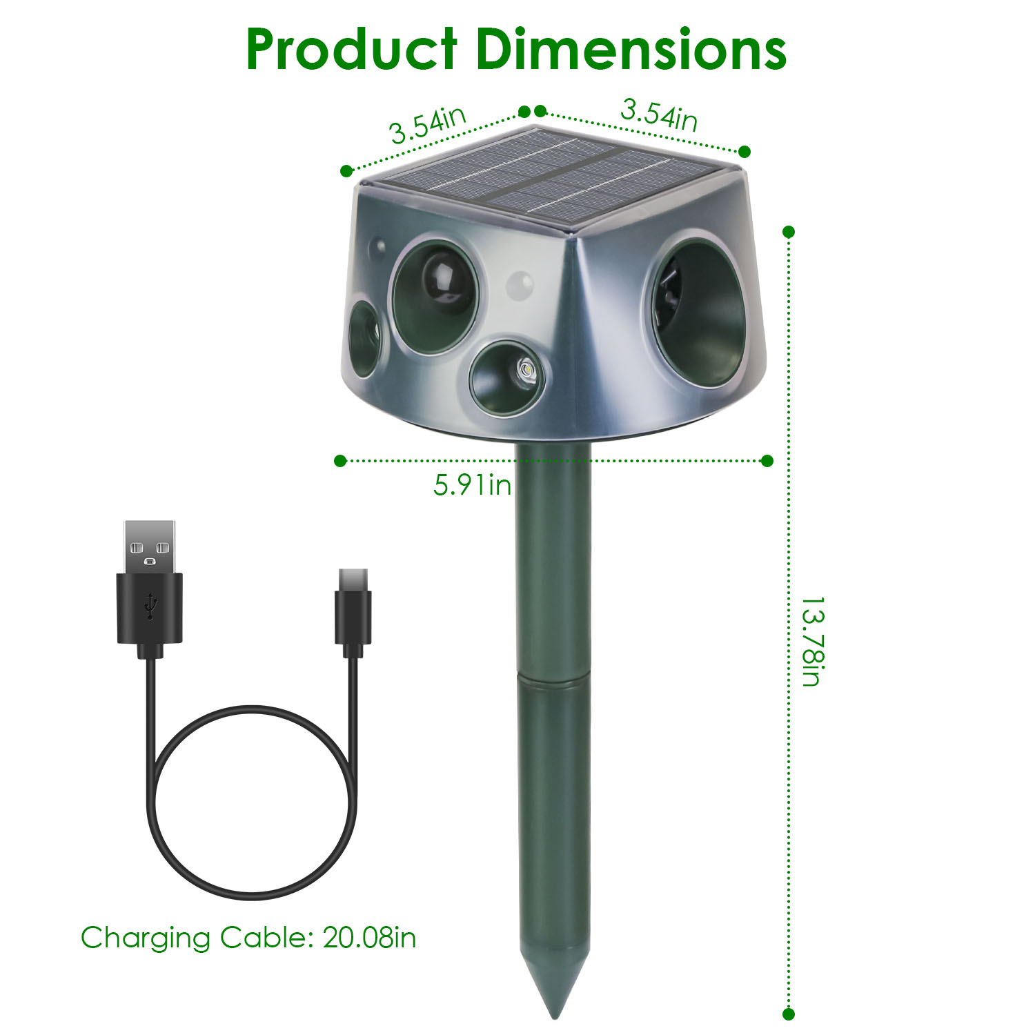 1Pc Ultrasonic Solar Animal Repeller Outdoor  Mole Snake Squirrel Repellent Waterproof With 3 Modes Motion Sensor Vibration Stake For Farm Garden Yard — view 3
