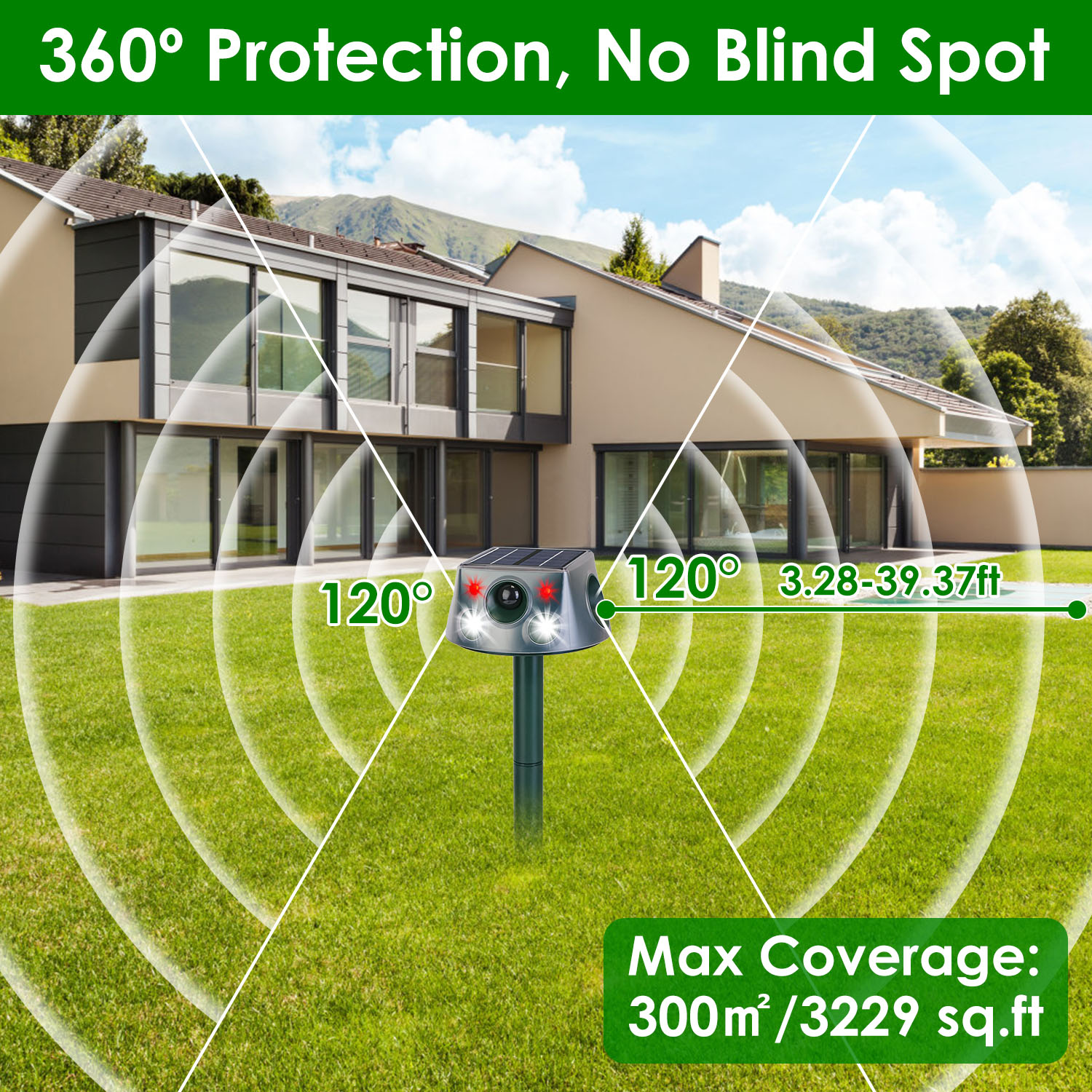 1Pc Ultrasonic Solar Animal Repeller Outdoor Mole Snake Squirrel Repellent Waterproof With 3 Modes Motion Sensor Vibration Stake For Farm Garden Yard