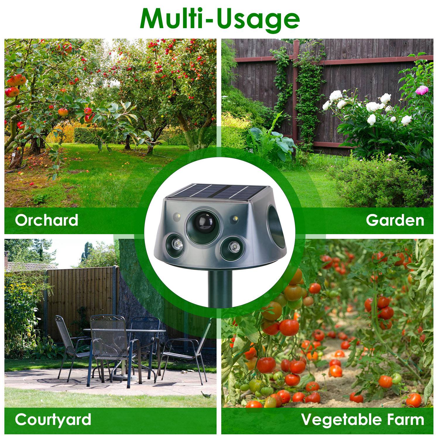 1Pc Ultrasonic Solar Animal Repeller Outdoor  Mole Snake Squirrel Repellent Waterproof With 3 Modes Motion Sensor Vibration Stake For Farm Garden Yard — view 5
