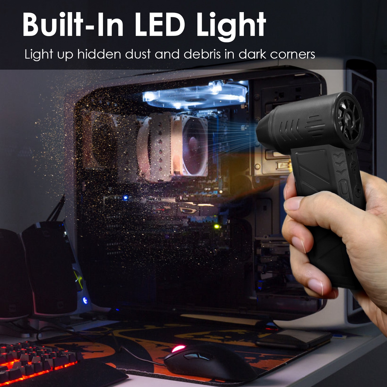 Compressed Air Duster With LED Light Up To 150000RPM Speed For PC Keyboard Cleaning High Speed Rechargeable Cordles... image 5