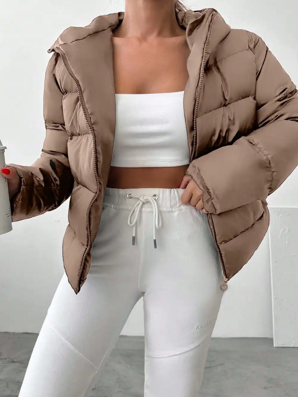 Women's Casual Solid Color Zipper Hoodie Jacket