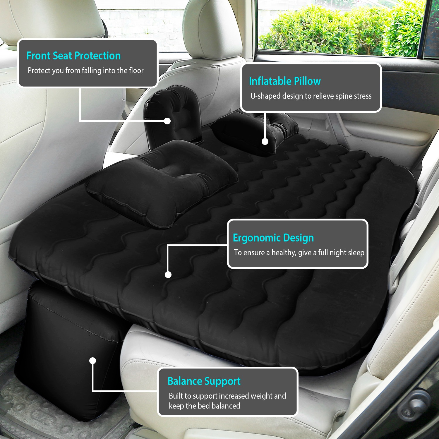 1Pc Car Air Mattress Bed For Travel Inflation Car Mattress Bed Portable Travel Camping Sleep Mat Car Inflation Bed For Trip