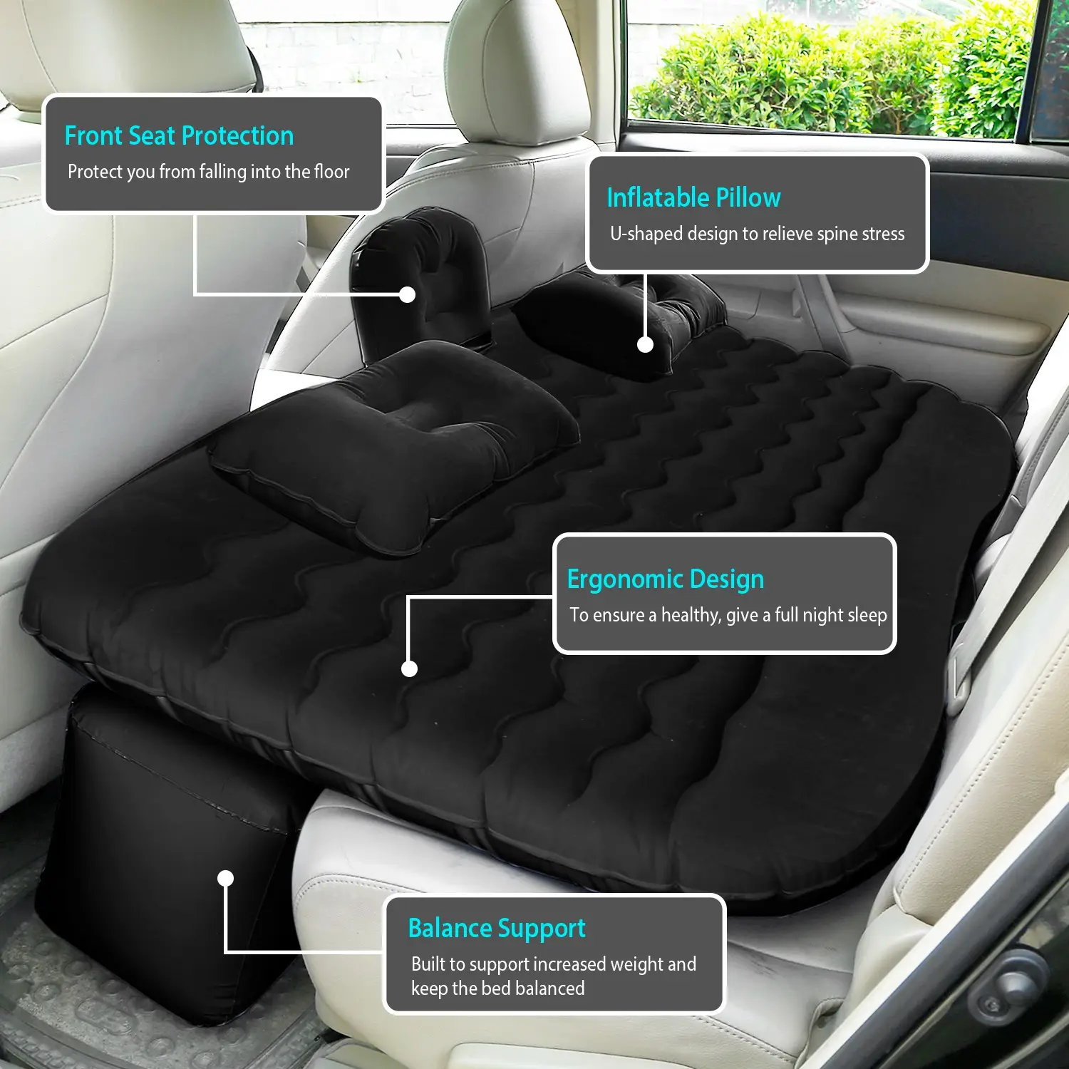 1Pc Car Air Mattress Bed For Travel Inflation Car Mattress Bed Portable Travel Camping Sleep Mat Car Inflation Bed For Trip