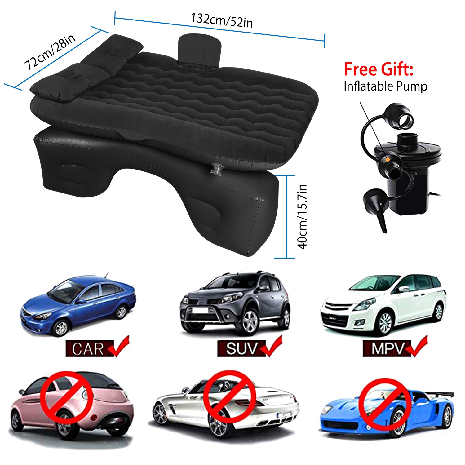1Pc Car Air Mattress Bed For Travel Inflation Car Mattress Bed Portable Travel Camping Sleep Mat Car Inflation Bed For Trip — foto 5