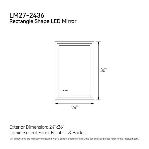 24 Inch X 36 Inch LED Bathroom Mirror — foto 6