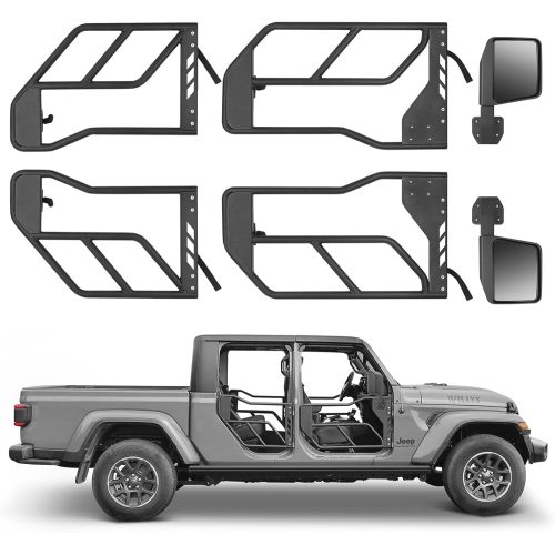 Tube Doors With Side View Mirror For 2018-2024 Wrangler JL JLU & Gladiator JT 4-Doors, Includes 4XE, 4-piece Set Off Road Summer Trail Adventure - Image 8