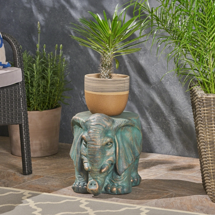 Elephant Garden Stool, Copper Patina Bronze - Shop at LoveMi