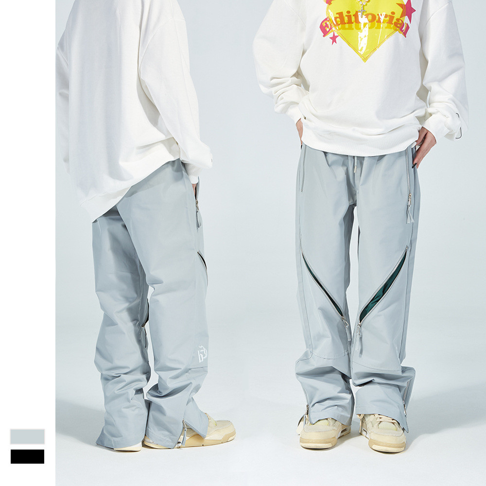 Zipper Sports Straight Pants Men's Casual Hip Hop Trousers