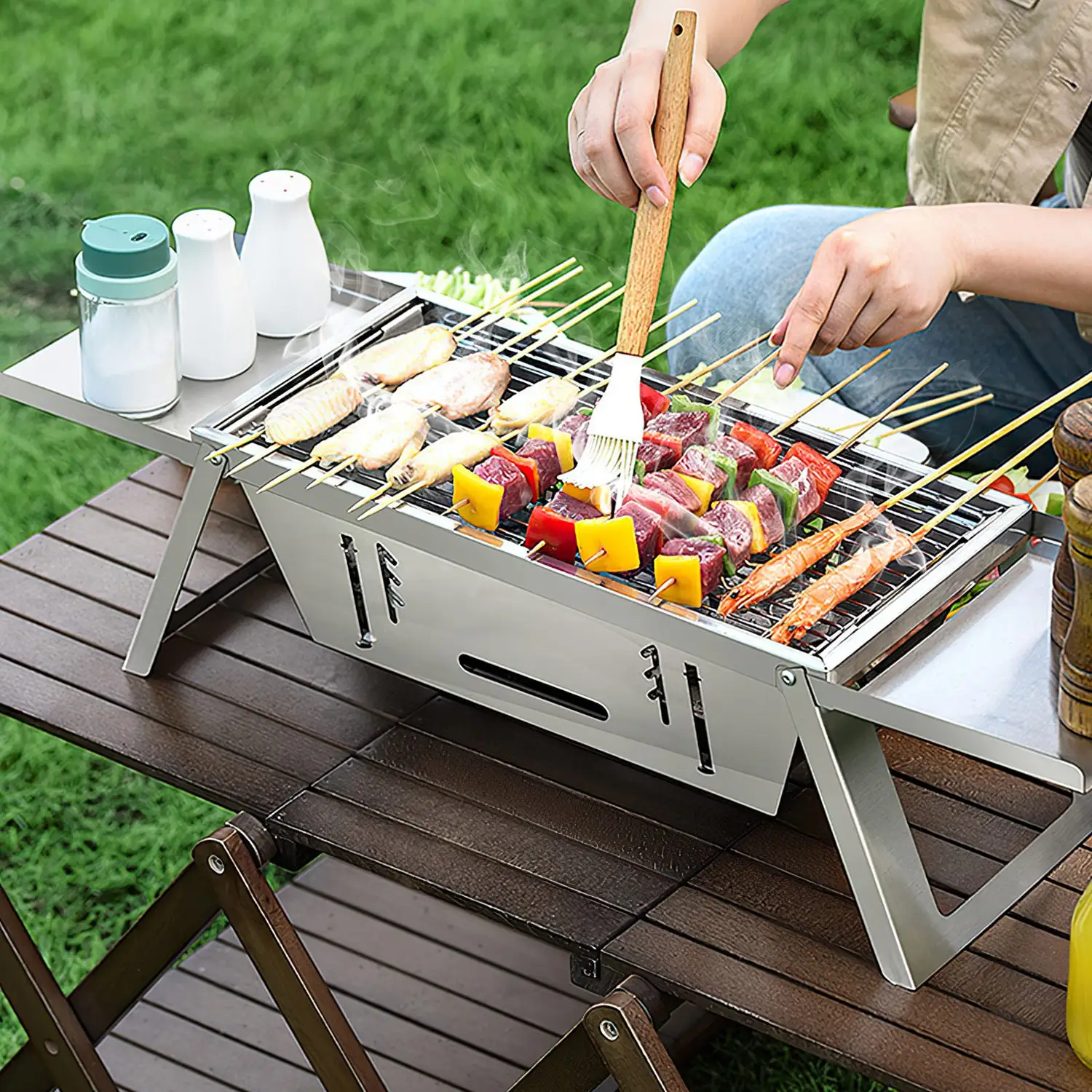 3 In 1 Foldable Charcoal Grill Fire