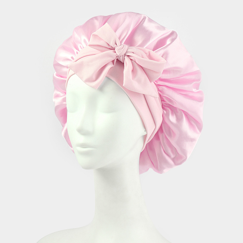 Silk Bonnet For Sleeping Women Satin Bonnet Double Layer Satin Lined Hair Bonnet With Tie Band Curly Hair - Image 3