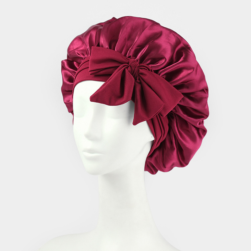 Silk Bonnet For Sleeping Women Satin Bonnet Double Layer Satin Lined Hair Bonnet With Tie Band Curly Hair - Image 4