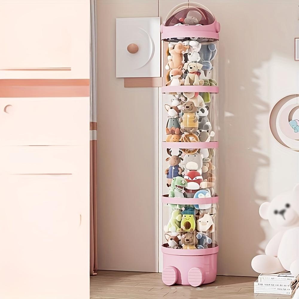 Stackable Plush Toy Storage Box With Drawer Transparent PET Material Zipper And Lid Closure Apple Pink 4Layers - Shop at LoveMi