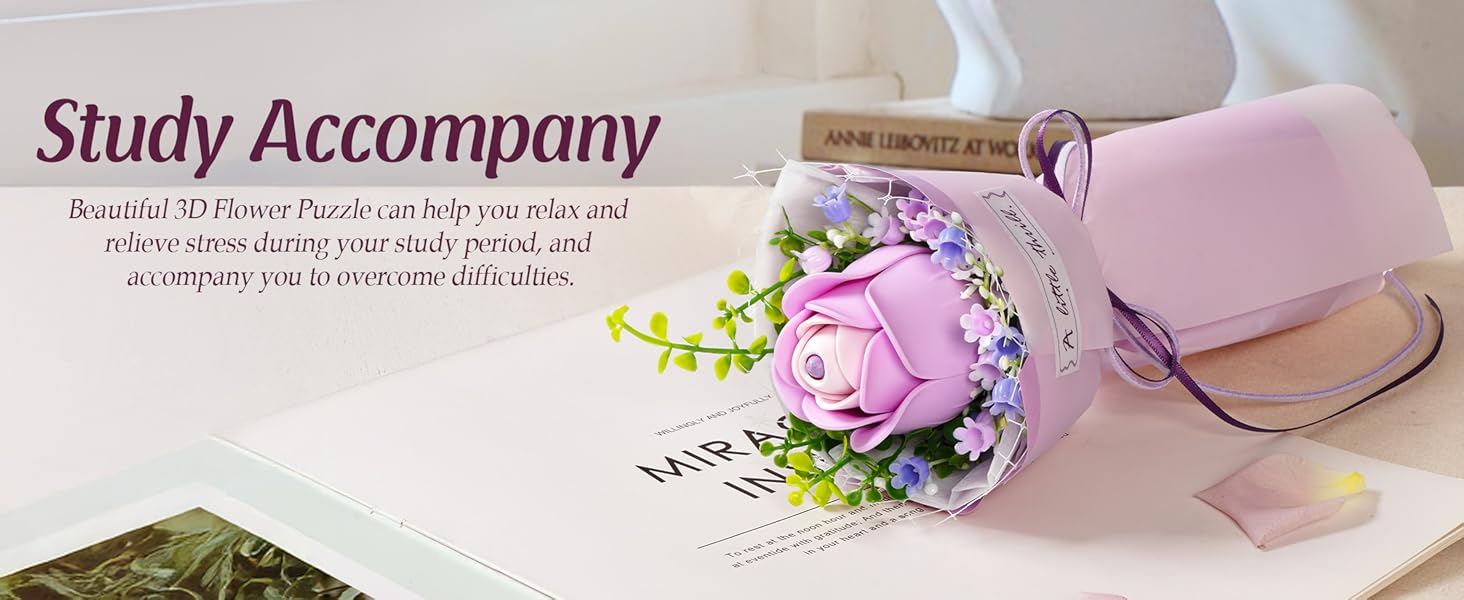 ROBOTIME Flower 3D Puzzle Model Kits Puzzles for Adults to Build Artificial Flowers