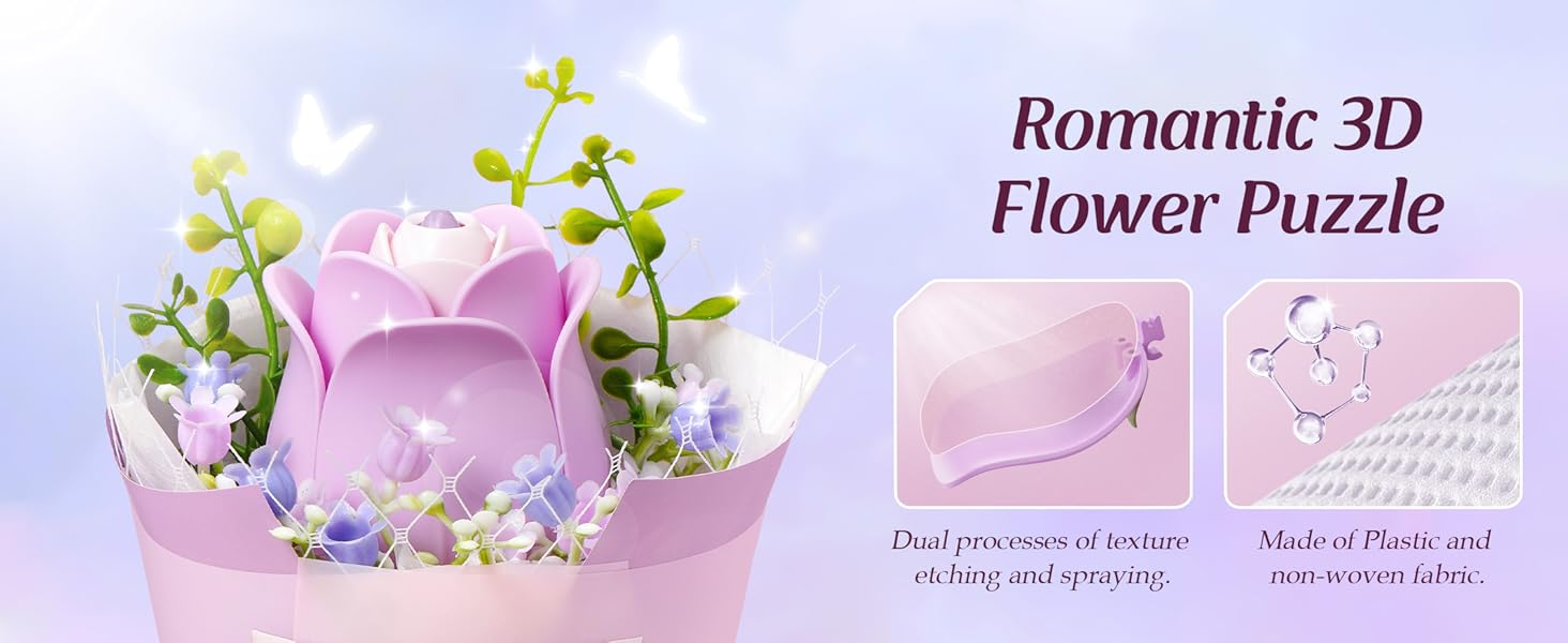 ROBOTIME Flower 3D Puzzle Model Kits Puzzles for Adults to Build Artificial Flowers