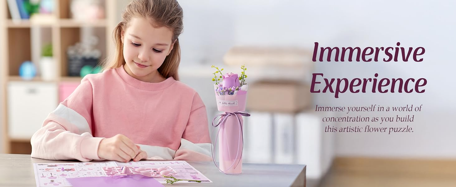 ROBOTIME Flower 3D Puzzle Model Kits Puzzles for Adults to Build Artificial Flowers