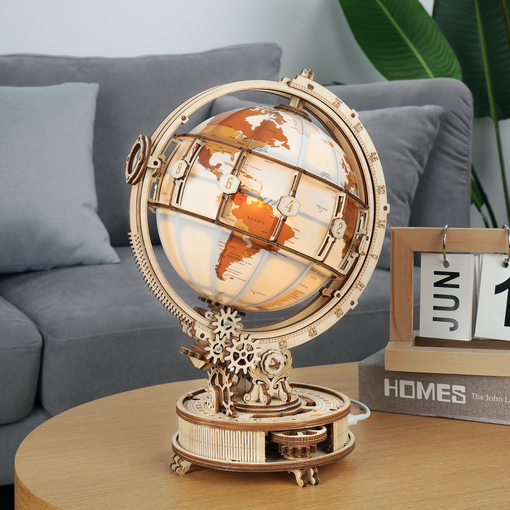 3D wooden globe display piece