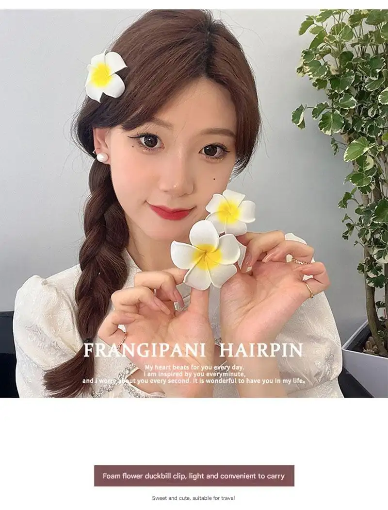 Flower Hairpin, Beach-themed Artificial Flower Headpiece, Eggflower Hairpin, Summer Vacation Destination Bridal Hairpin, Women's Headpiece.