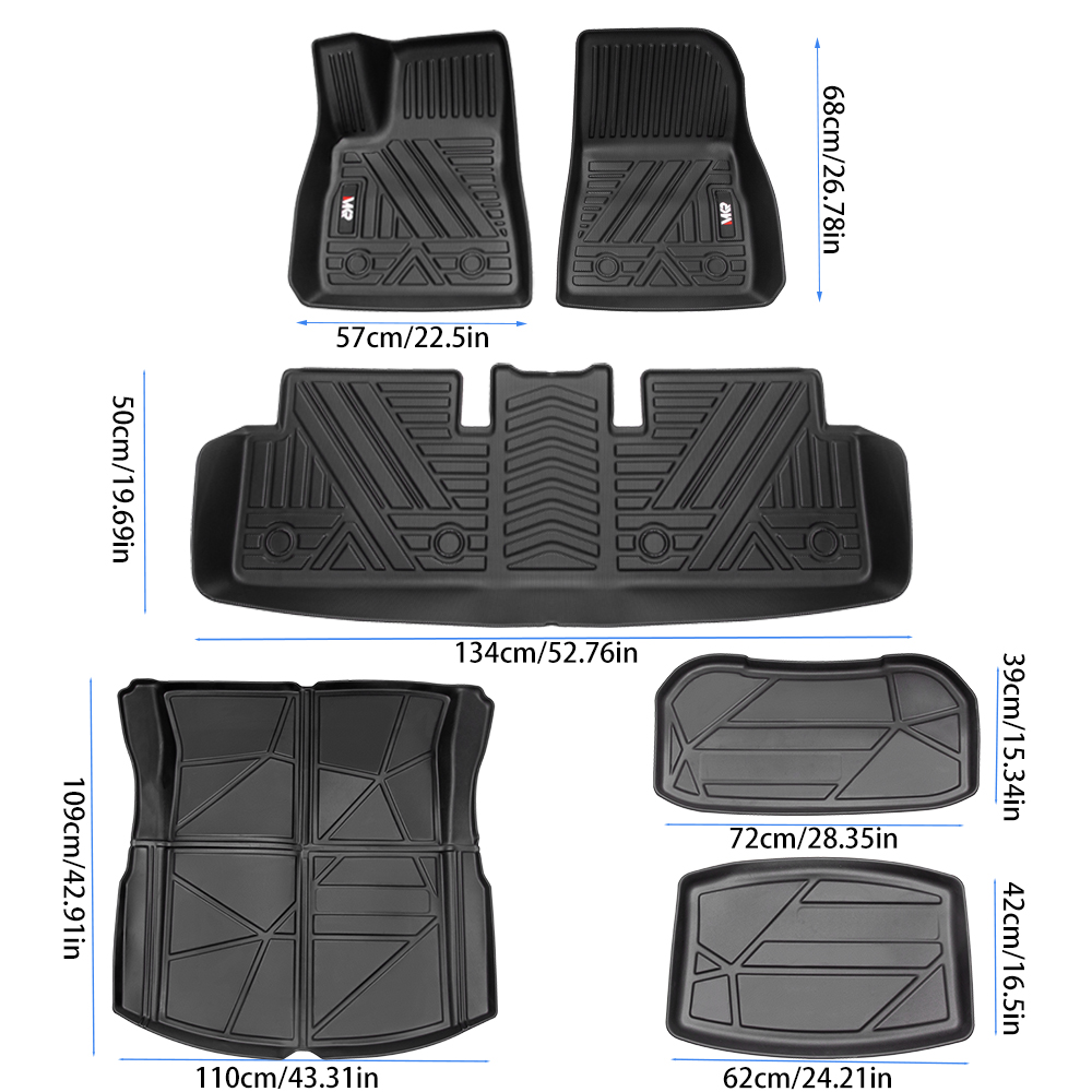 Odorless TPE Floor Mat For Tesla Model 3 2023-2025 6 PCS Waterproof Duty-Proof Fully Surrounded Floor Liner Protection Foot Pad — foto 5