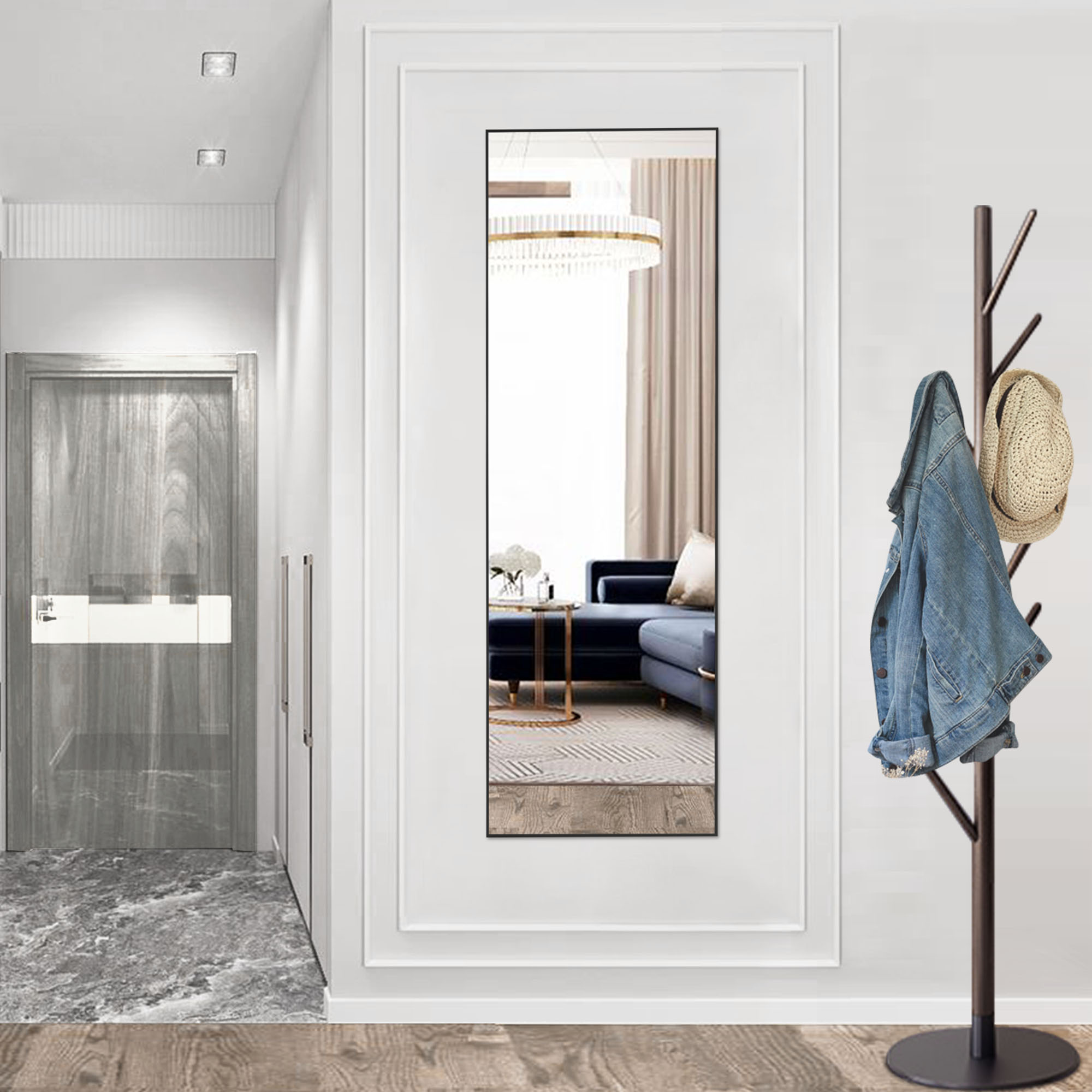 Floor Standing Mirror, Wall Mirror With Stand Aluminum Alloy Thin Frame — foto 14