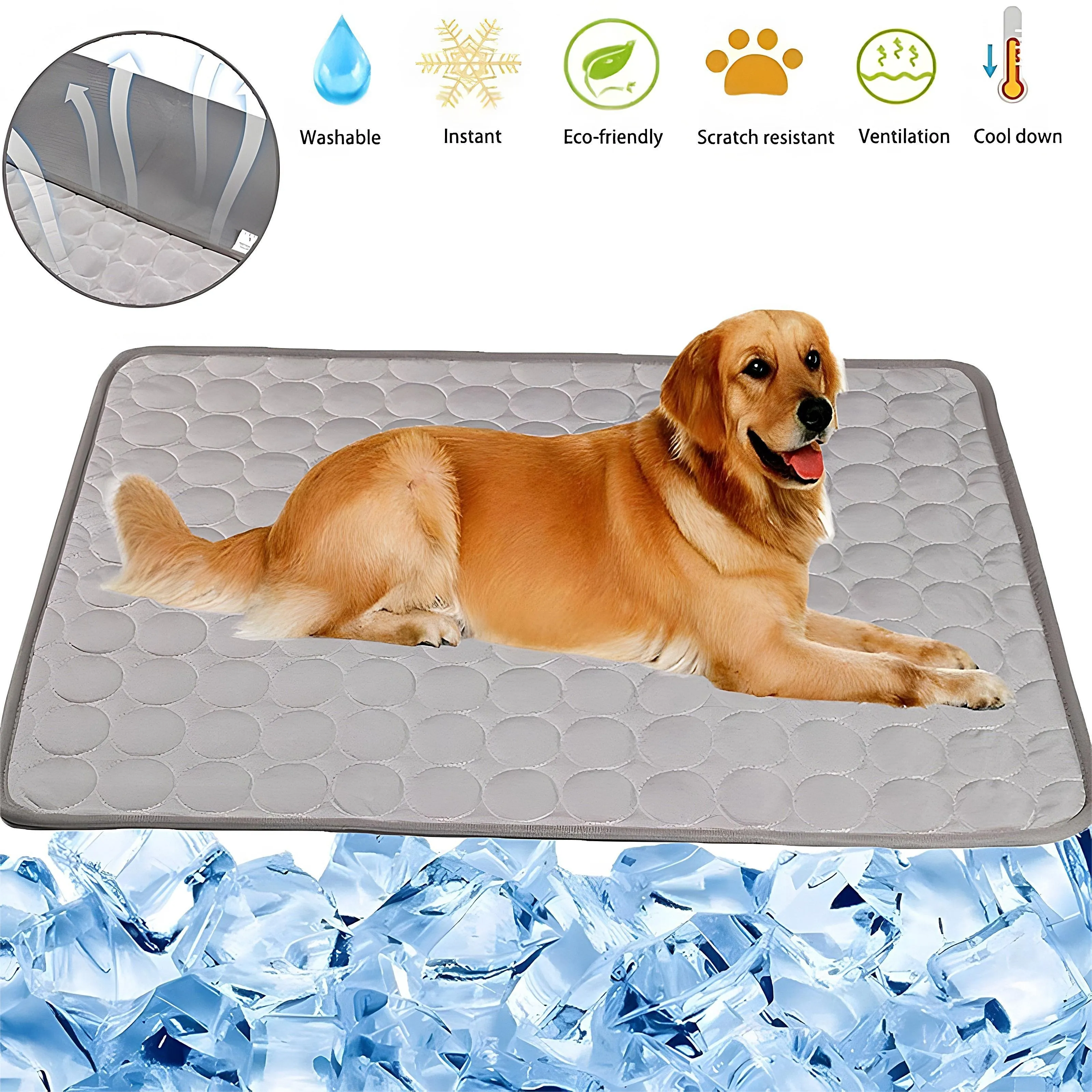 Dog Cooling Mat Cooling Pad For Pets Chilly Pad For Kennels, Crates, Cars, Indoor & Outdoor Ice Silk Mat Cooling Blanket Cushion Non-Toxic Breathable Sleep Bed Beach – image 10
