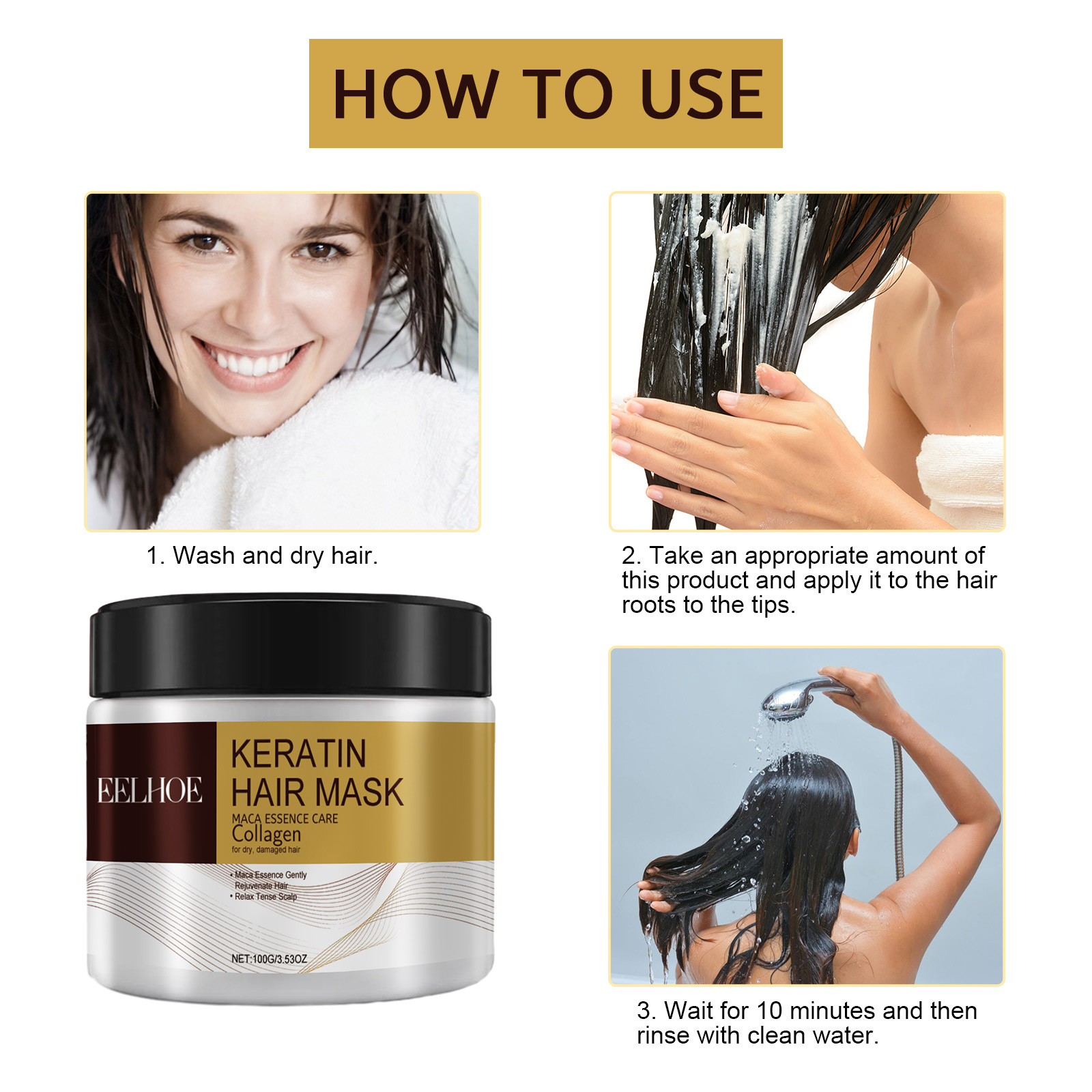 EELHOE Repair Moisturizing Hair Mask Deeply Moisturizes And Repairs Damaged Hair Dry, Split Ends And Tangled Hair Mask image 2