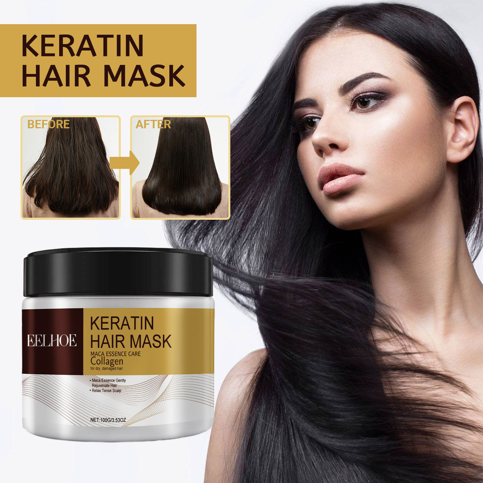 EELHOE Repair Moisturizing Hair Mask Deeply Moisturizes And Repairs Damaged Hair Dry, Split Ends And Tangled Hair Mask image 5