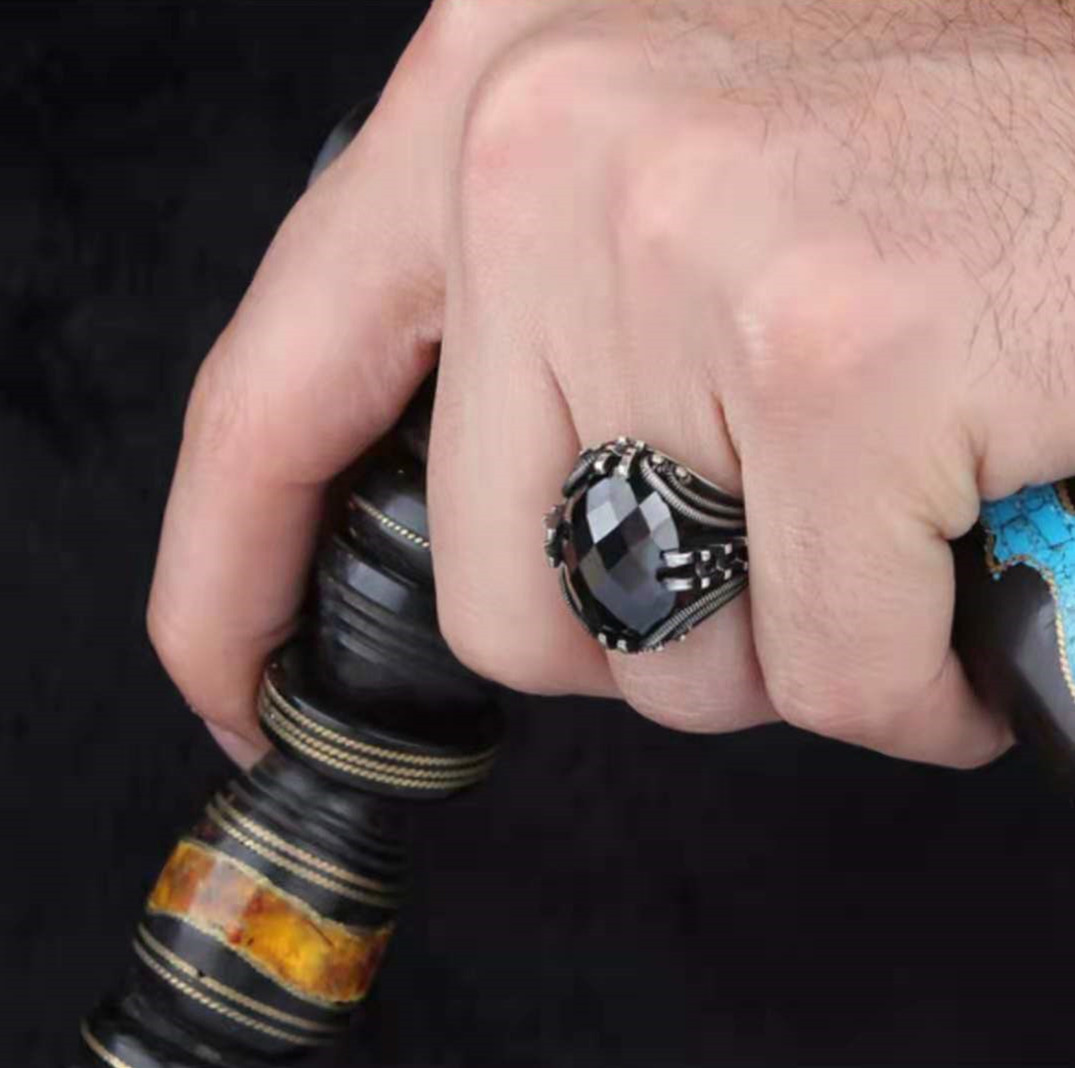 Black Zircon Ring European And American Fashion Accessories