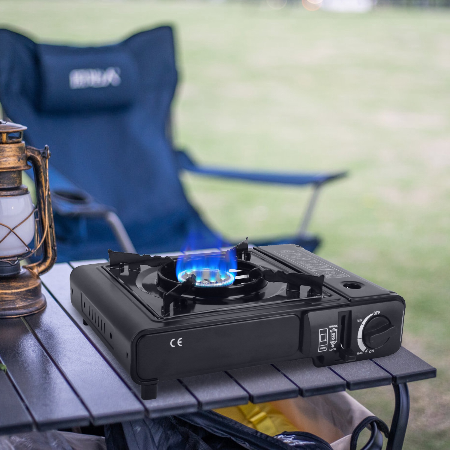 1Pc 3300W Portable Camping Stove Butane Canister Dual Fuel Burner Piezo Electric Ignition Single Burner With Automatic Tank Ejection Overpressure Cut Off Carry Case For Camping Hiking Picnic Fishing B — foto 12