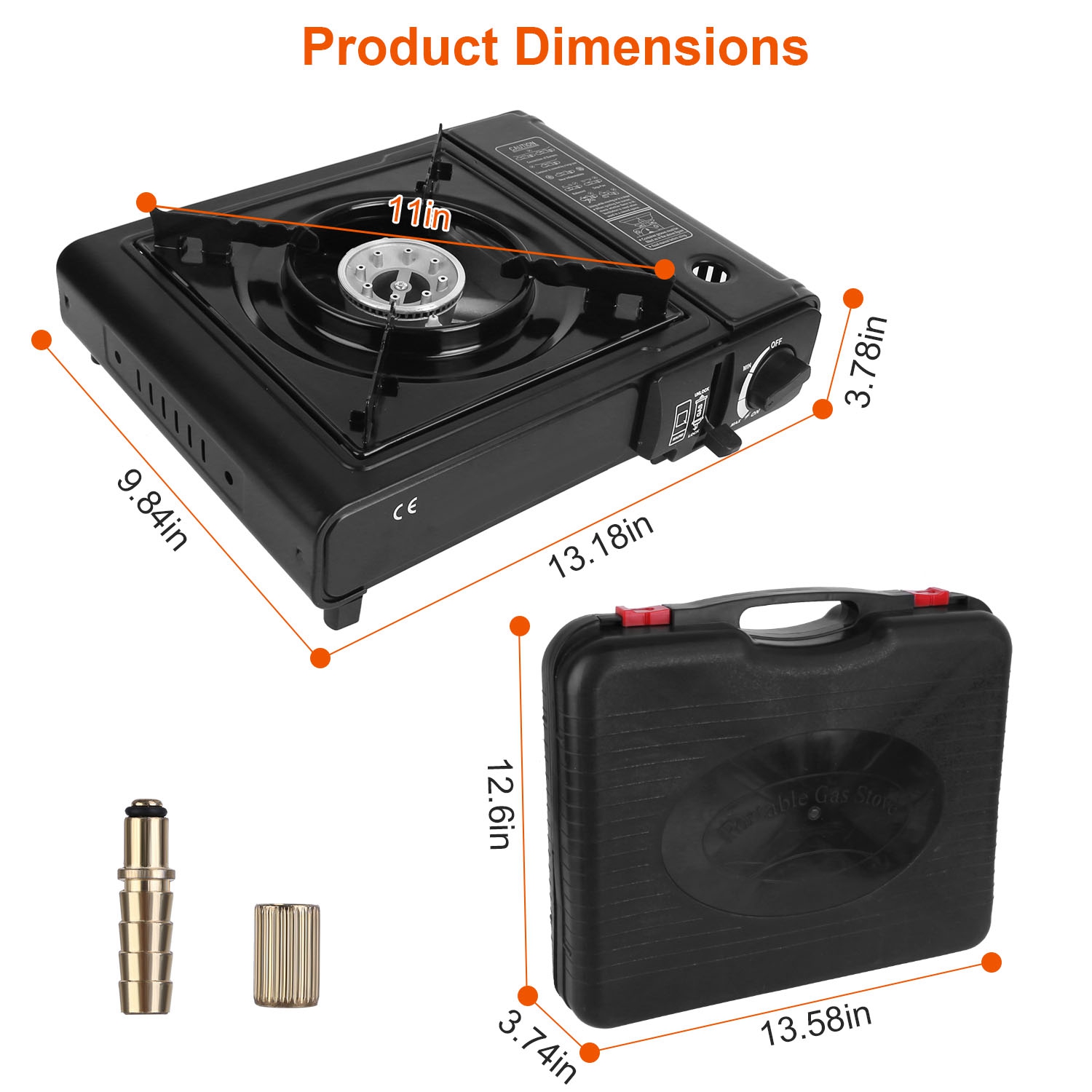 1Pc 3300W Portable Camping Stove Butane Canister Dual Fuel Burner Piezo Electric Ignition Single Burner With Automatic Tank Ejection Overpressure Cut Off Carry Case For Camping Hiking Picnic Fishing B — foto 8