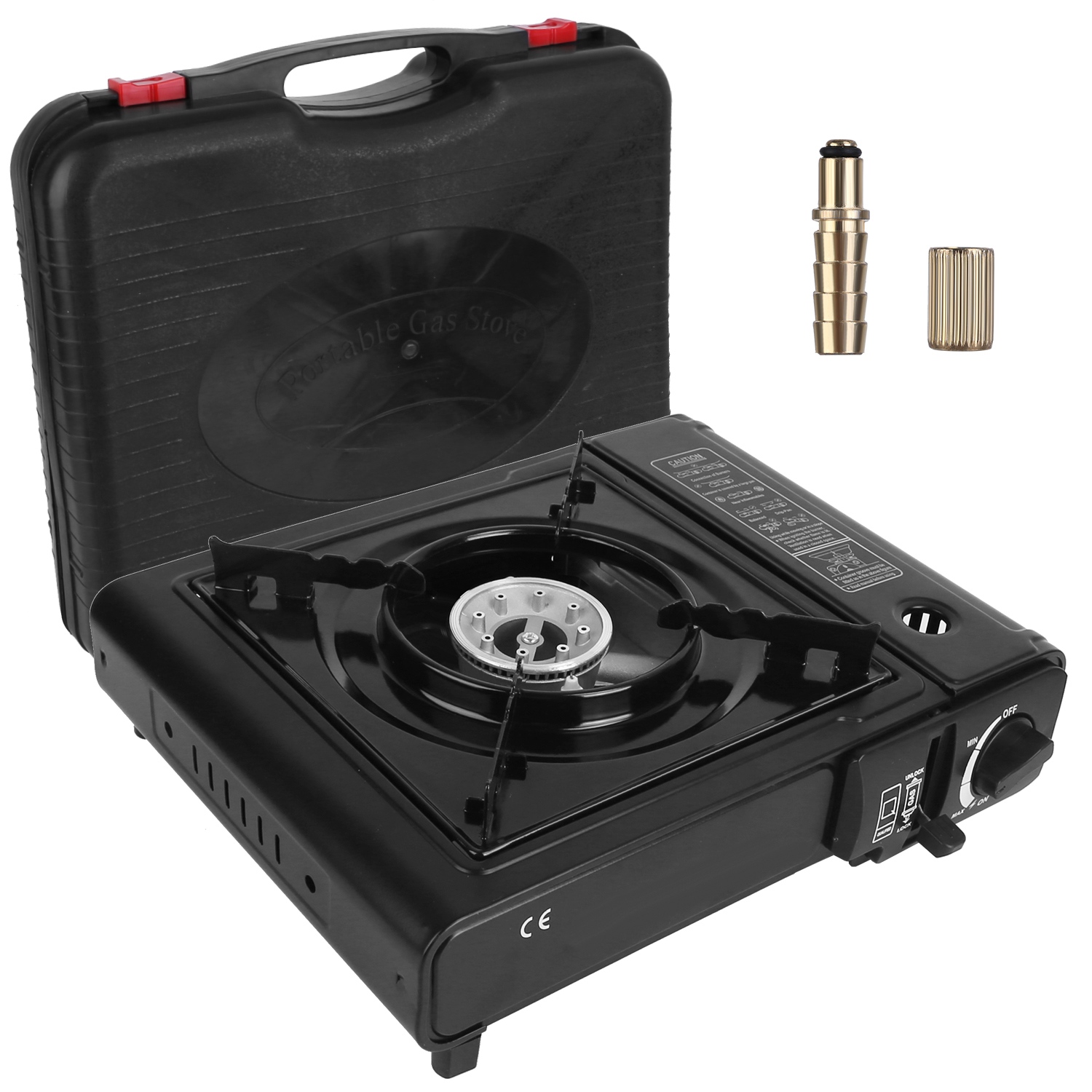 1Pc 3300W Portable Camping Stove Butane Canister Dual Fuel Burner Piezo Electric Ignition Single Burner With Automatic Tank Ejection Overpressure Cut Off Carry Case For Camping Hiking Picnic Fishing B — foto 15