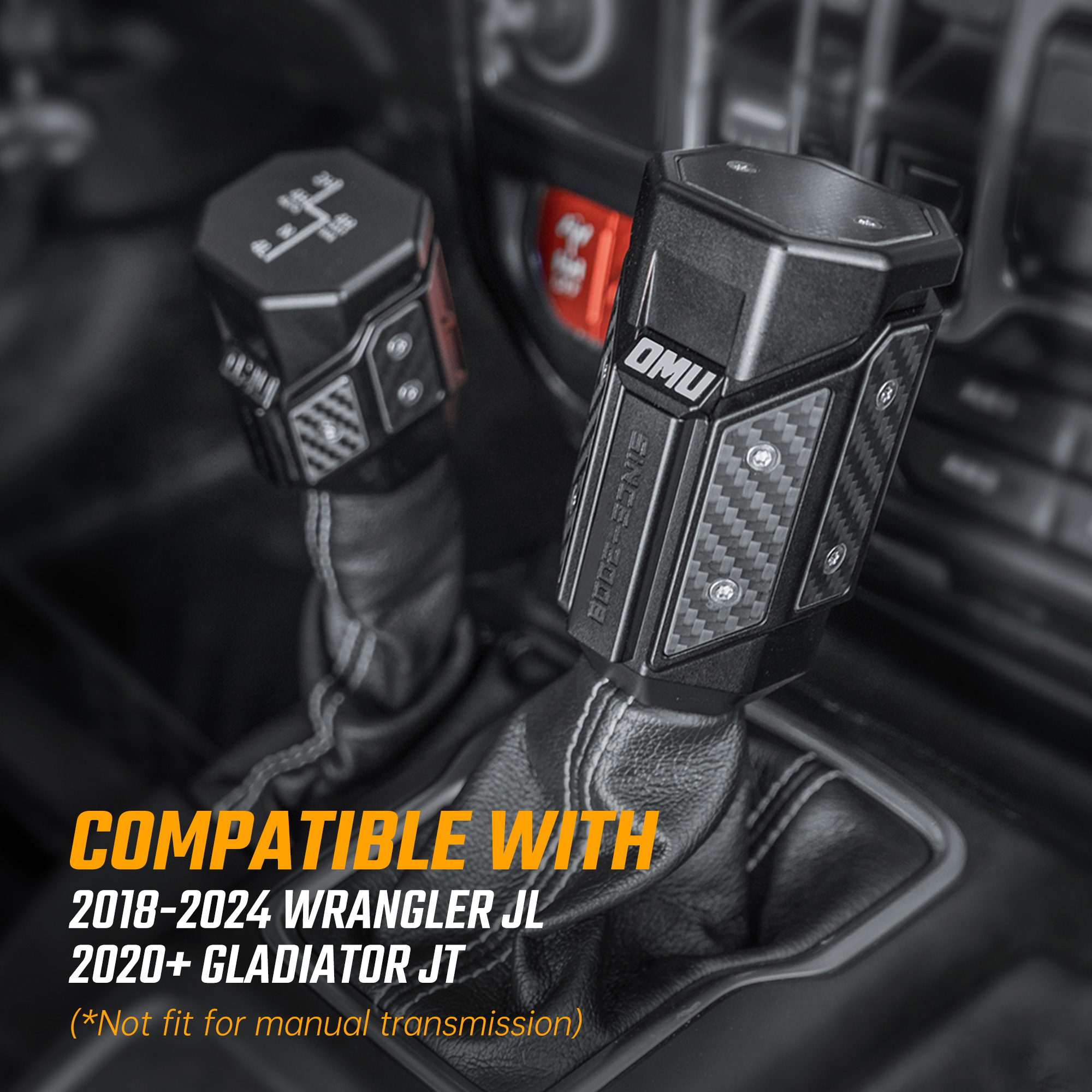 OMU Genesis Series Aluminum Alloy Gear Shif-t Knob  Automatic Transmission Shifter & Transfer Case Lever Handle Kit For Je Ep Wrangler JL Gladiator JT 2018-2024 Not Fit For Manual Transmission — foto 8