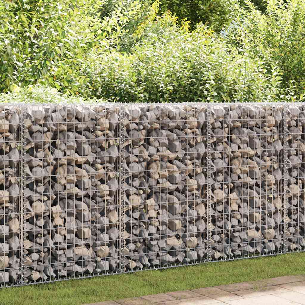 Gabion Wall with Cover Galvanized Steel 50×20×100 cm