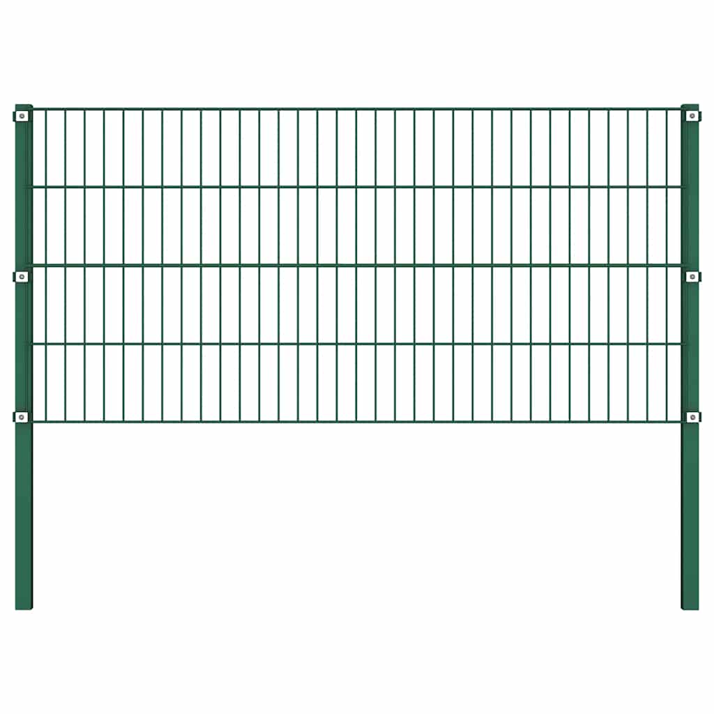 Fence Panel with Posts Iron 176.5 x 80 cm Green
