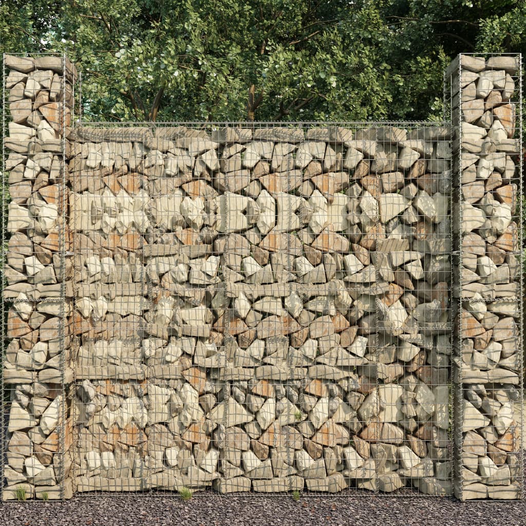 Gabion Wall with Cover Galvanized Steel 600 x 50 x 200 cm