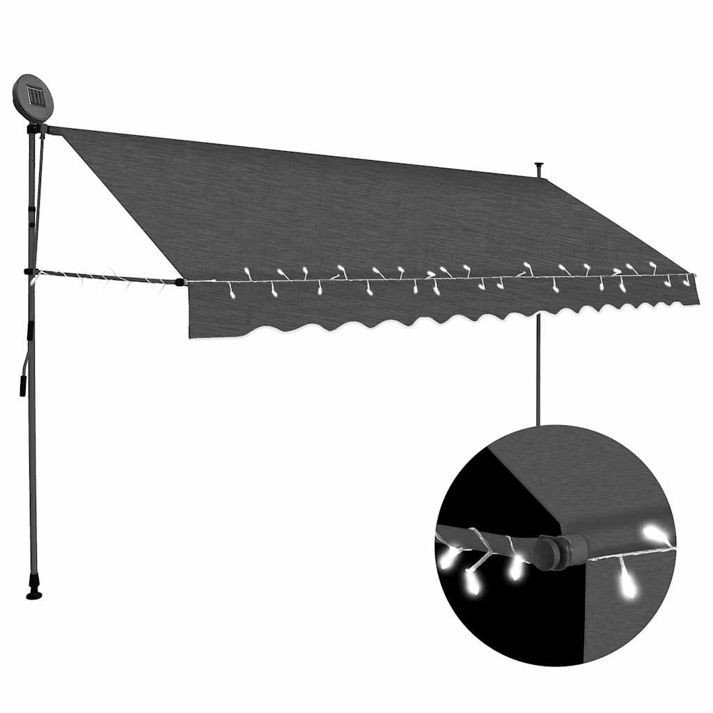 Retractable Awning Manually Operated with LED 400 cm Anthracite