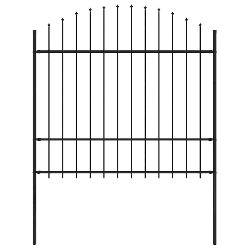 Garden Fence with Spear Top Steel 181 x 175 cm Black