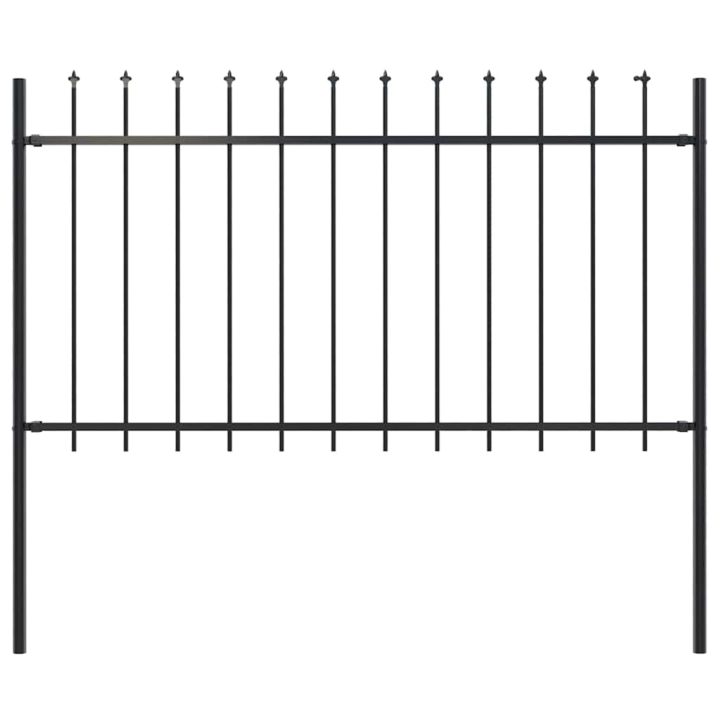 Garden Fence with Spear Top Steel 181 x 100 cm Black