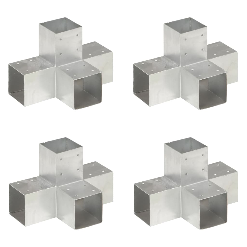 Post Connectors 4 pcs. X-Shaped Galvanized Metal 91 x 91 mm