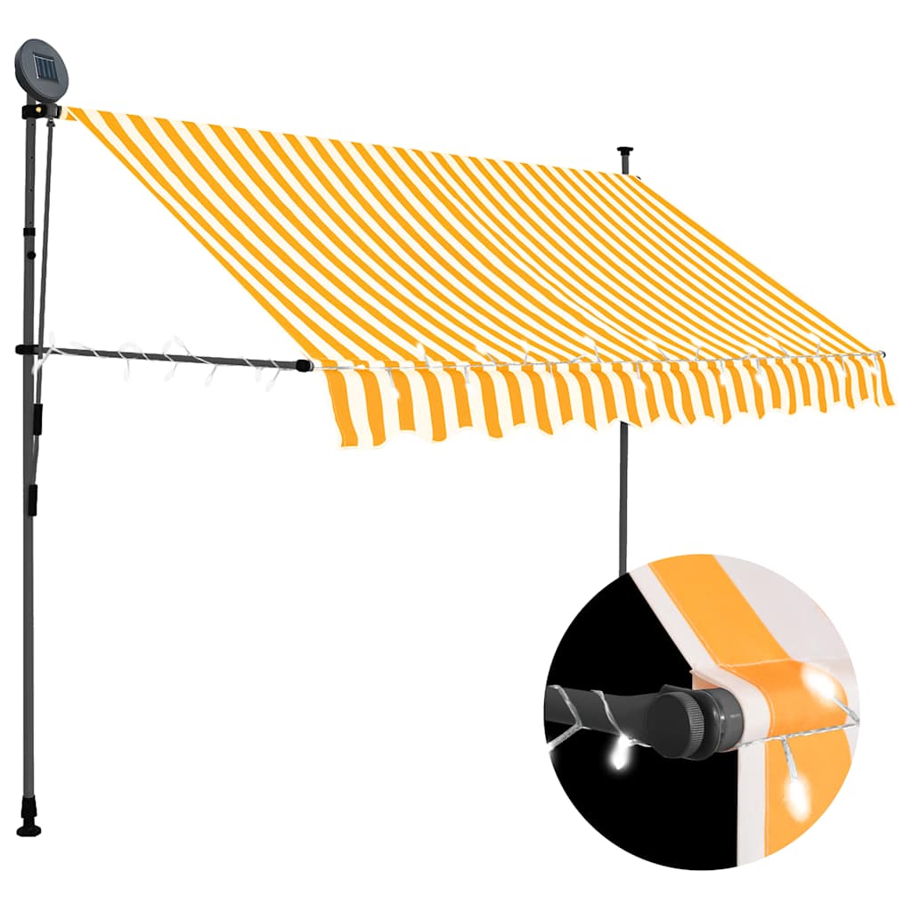 Retractable Awning Manually Operated with LED 300 cm White Orange