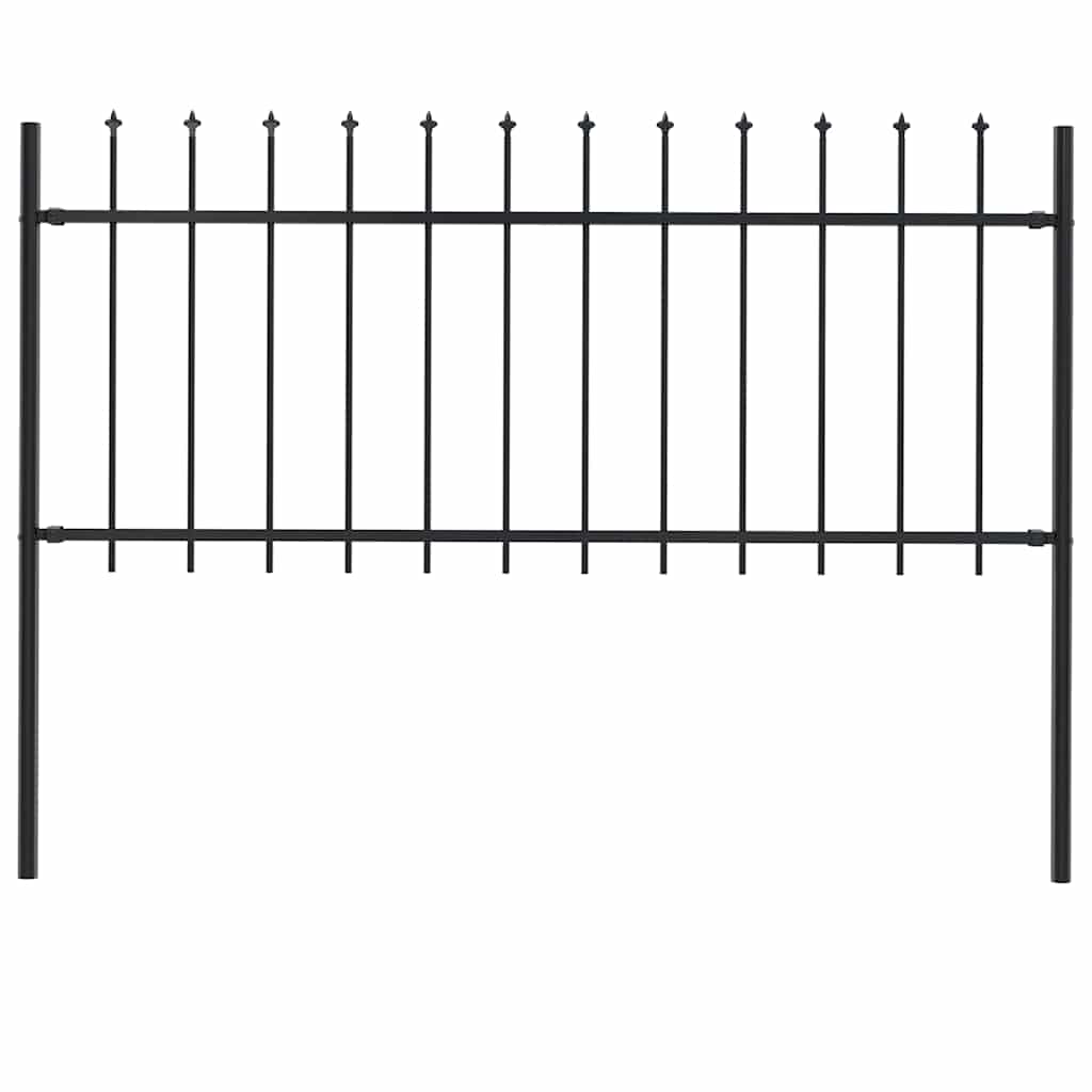 Garden Fence with Spear Top Steel 181 x 80 cm Black