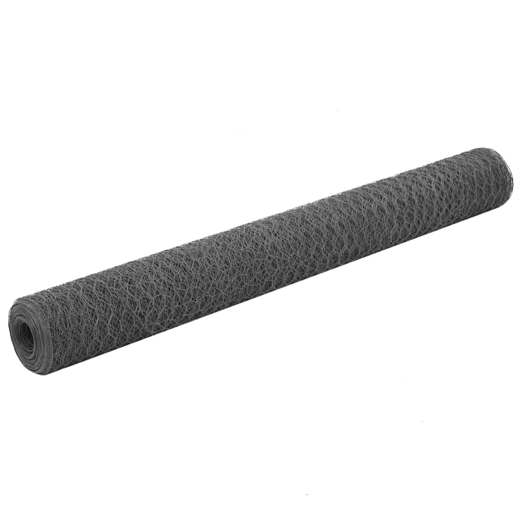 Wire Fence Steel with PVC Coating 25x1.2 m Grey