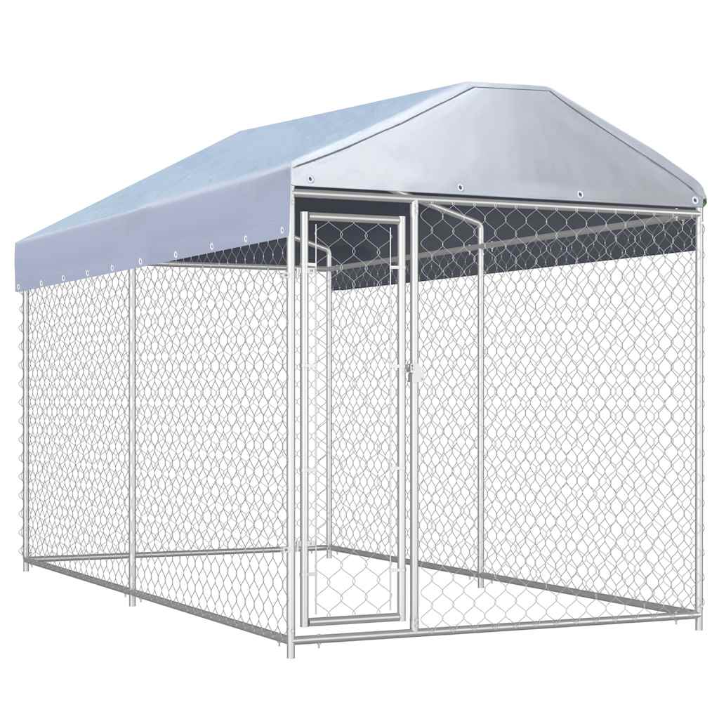 Outdoor Dog Kennel with Roof 382x192x225 cm